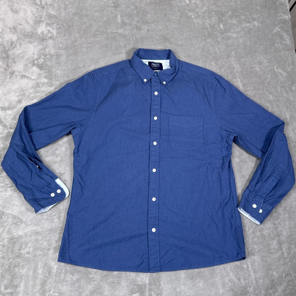 Charles Tyrwhitt Shirt Mens Large Blue Slim Fit Button Down Cotton Long Sleeve‎